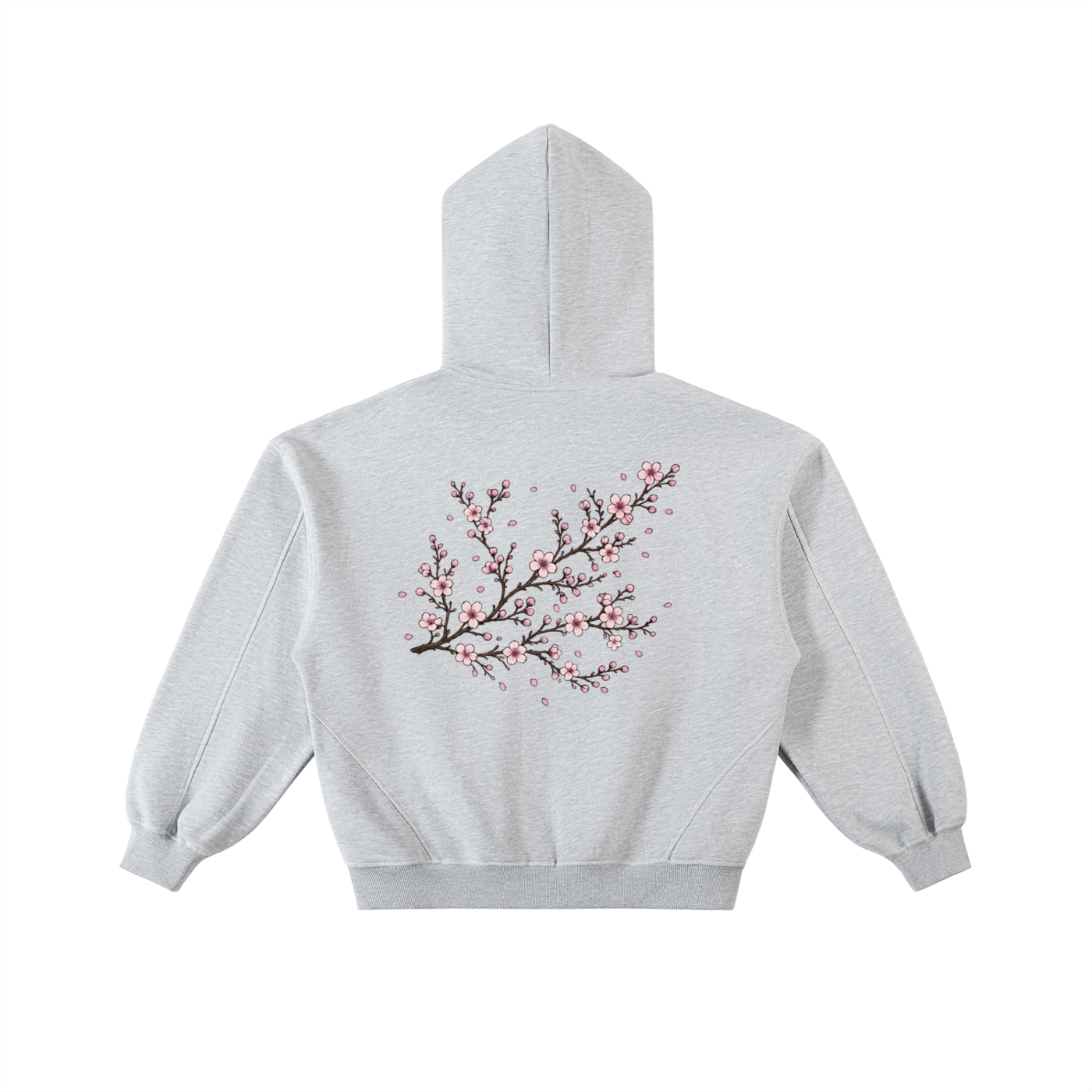 Cherry Blossom Stitched Zip Hoodie
